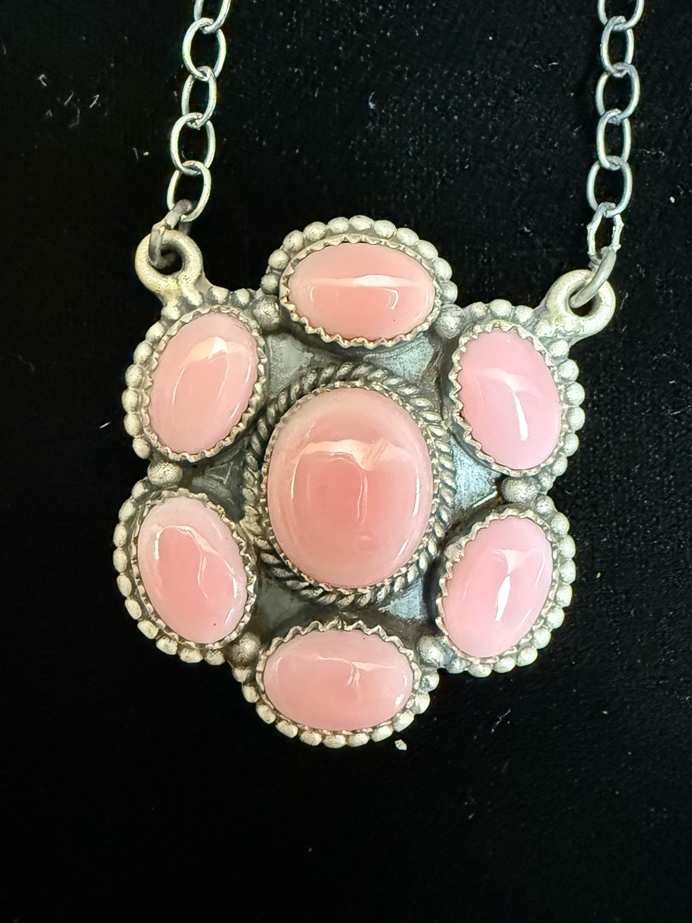 Pink Conch Cluster Pendant Necklace